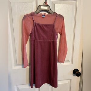 Girls Old Navy Velvet Dress with Sheer Undershirt